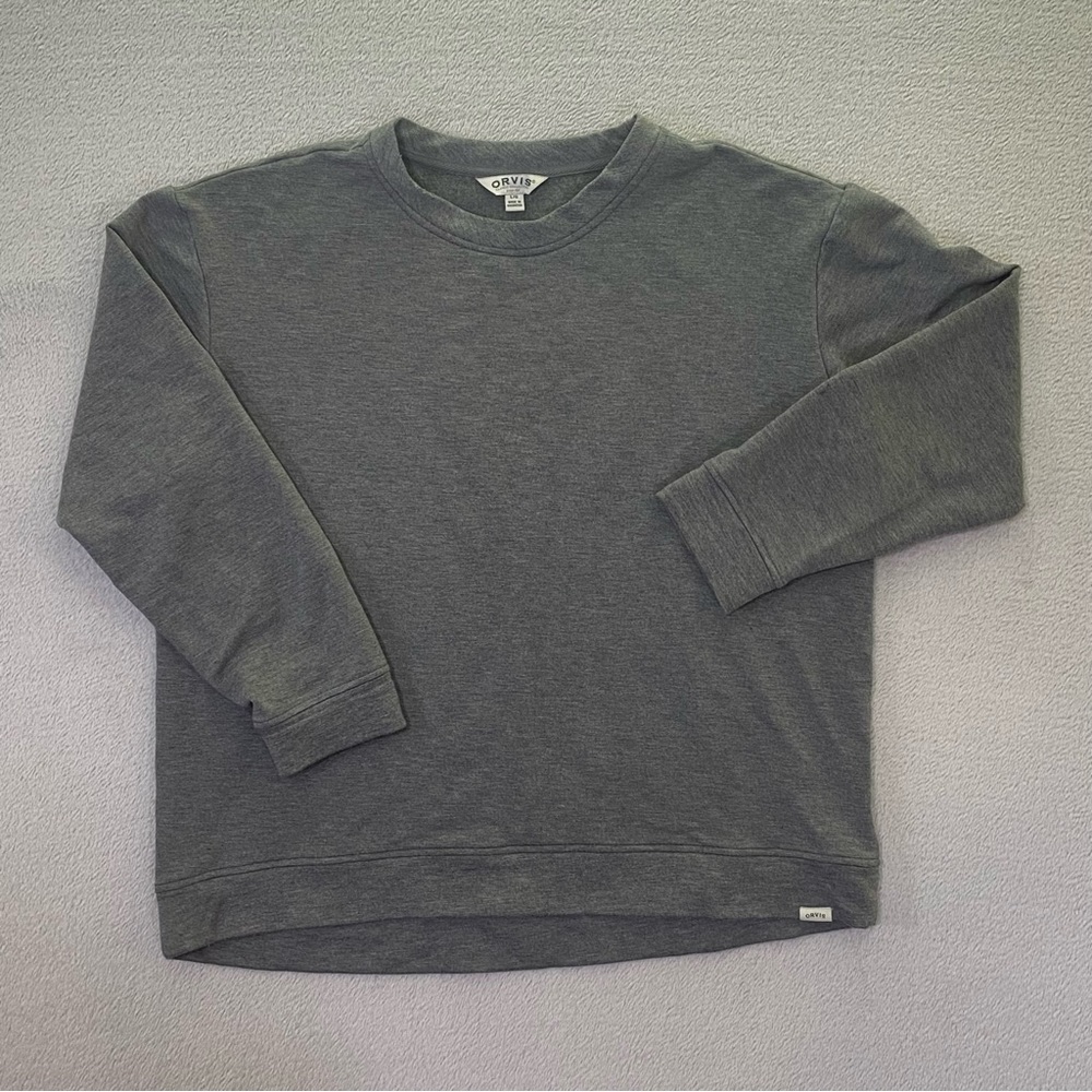 Orvis Classic Collection Womens Large Gray Crew Neck Modal Blend Stretch Sweater